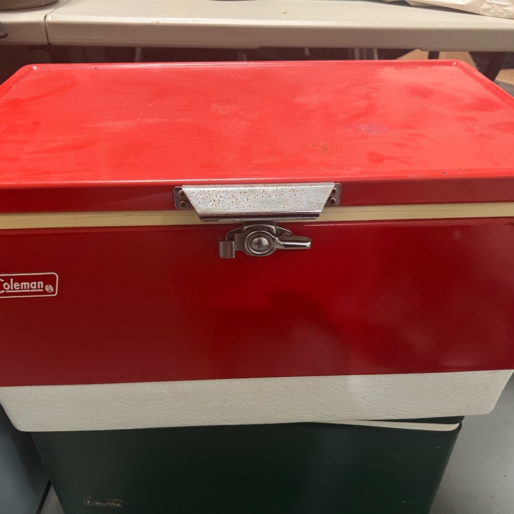 Coleman Vintage Red and White Cooler